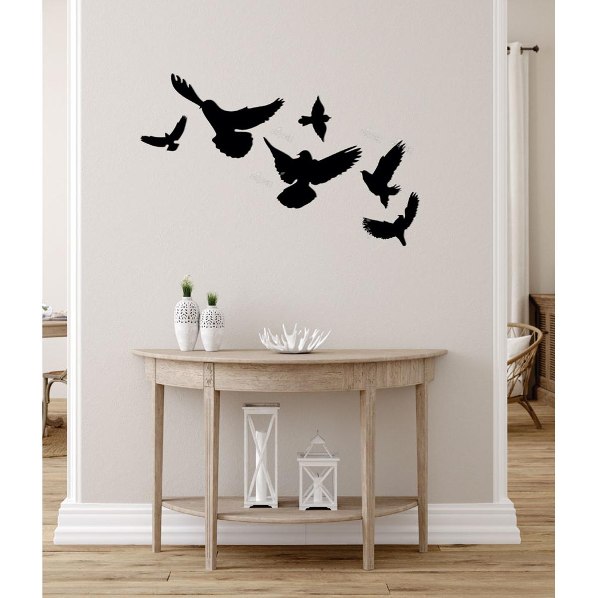 6 Wooden Birds For Wall Decoration Wooden Home Room &amp; Wall Decor Wall Art