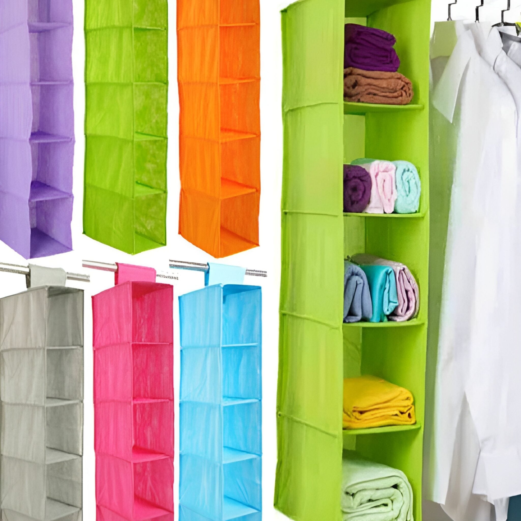 5 Shelf Clothes Hanging Organizers Pant Organizer Wardrobe Section Storage Closet Organiser  (random color)