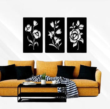 Set of 3 Flower Frames Wooden Wall Art I Wall Art I Decorating Items I Decorating Items For Home