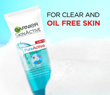 Garnier Skin Active 3-in-1 Clay Face Wash Mask Scrub