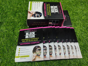 HUDA BEAUTY BLACK MASK COLLAGEN &amp; CHARCOALS-10pcs