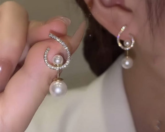 Elegant Zircon Pearl Stone Earrings Material Alloy  for girls