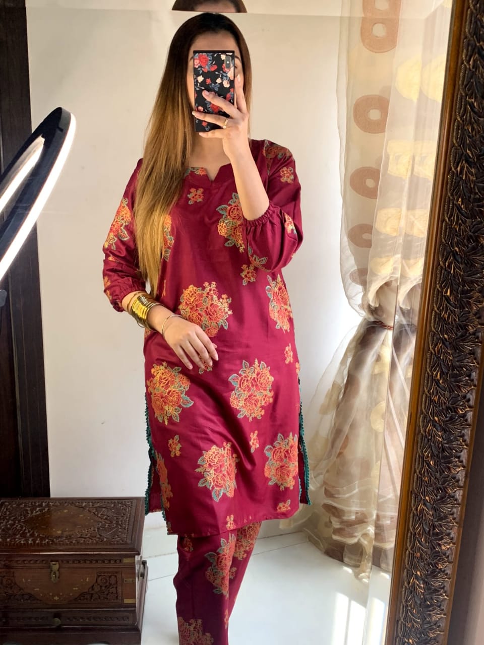 New Gulab 2 Pcs Linen Dress | Rose Print shirt and trouser for girls &amp; Women