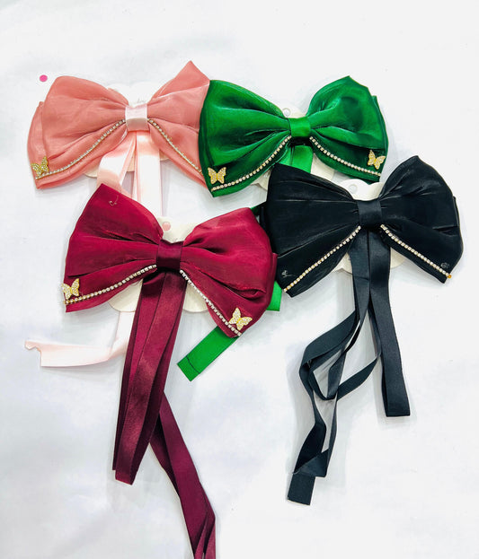 multi color Big bow hair clip for girls (random color )